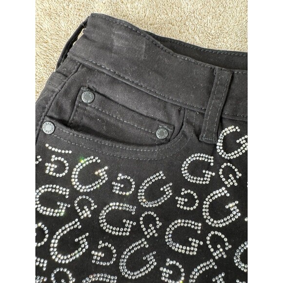 Guess Rhinestone G Black Jeans Slim Straight Leg Size 8/29 - Picture 7 of 15